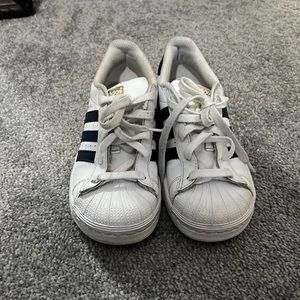 Boys white and navy adidas size 1